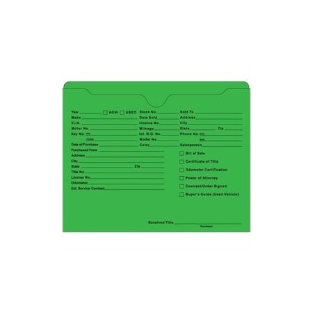 Asp Ultra Hvy Dty Deal Jackets Printed, 9 1/2"X11 3/4", 100 Per Pk:Green Pk 5744-100